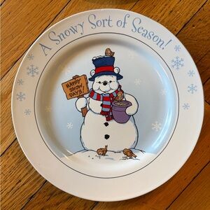 Disney Winnie the Pooh Dessert Stoneware Plates Set of 4. A Snow Sort of Season!